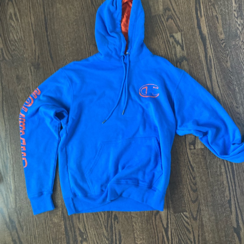 CHAMPION HOODIE blue and orange size M